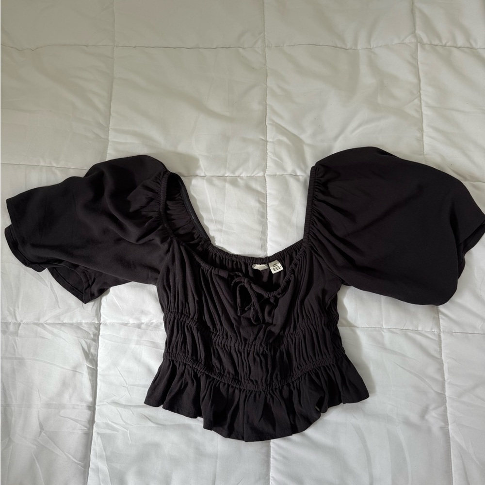 Roxy Black Puff Sleeve Blouse